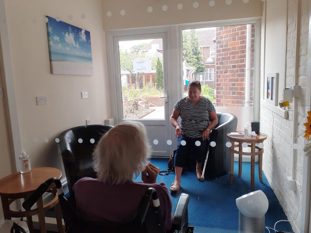 Cornwallis Court residents using indoor visit pods