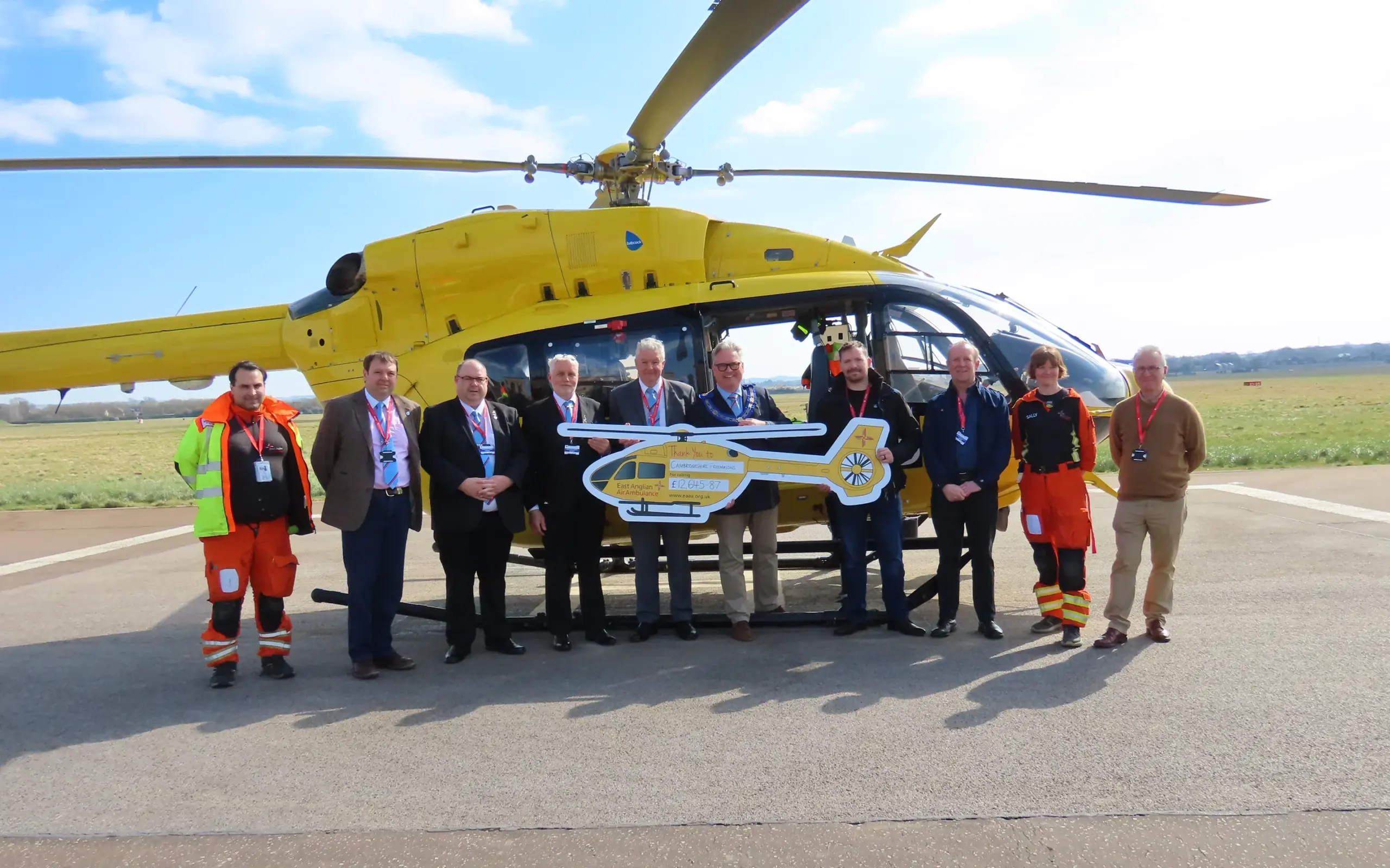 Cambridgeshire Freemasons Donate £12,625 to East Anglian Air Ambulance