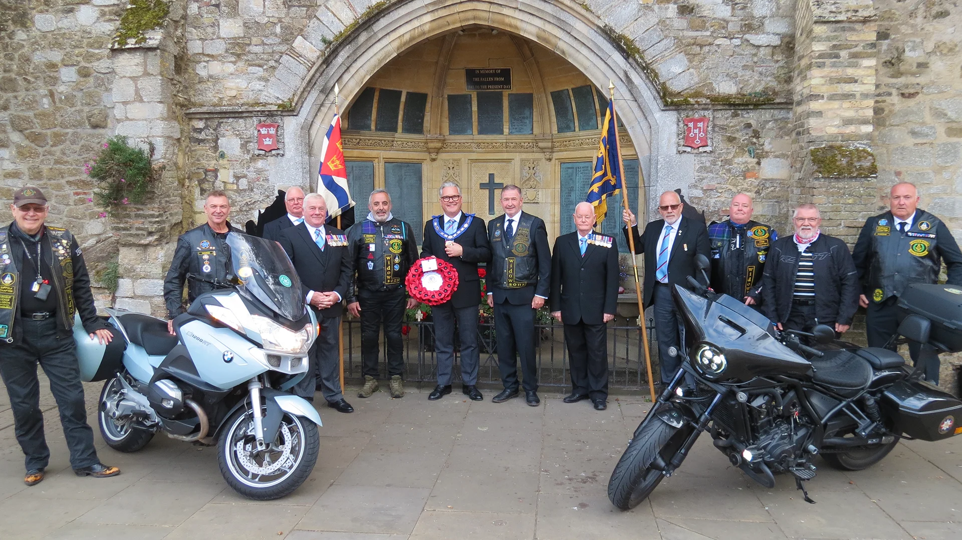 AssProvGM, W.Bro. Jonathan Lambert supported by Freemasons and Widows Sons Masonic Bikers Association (WSMBA)