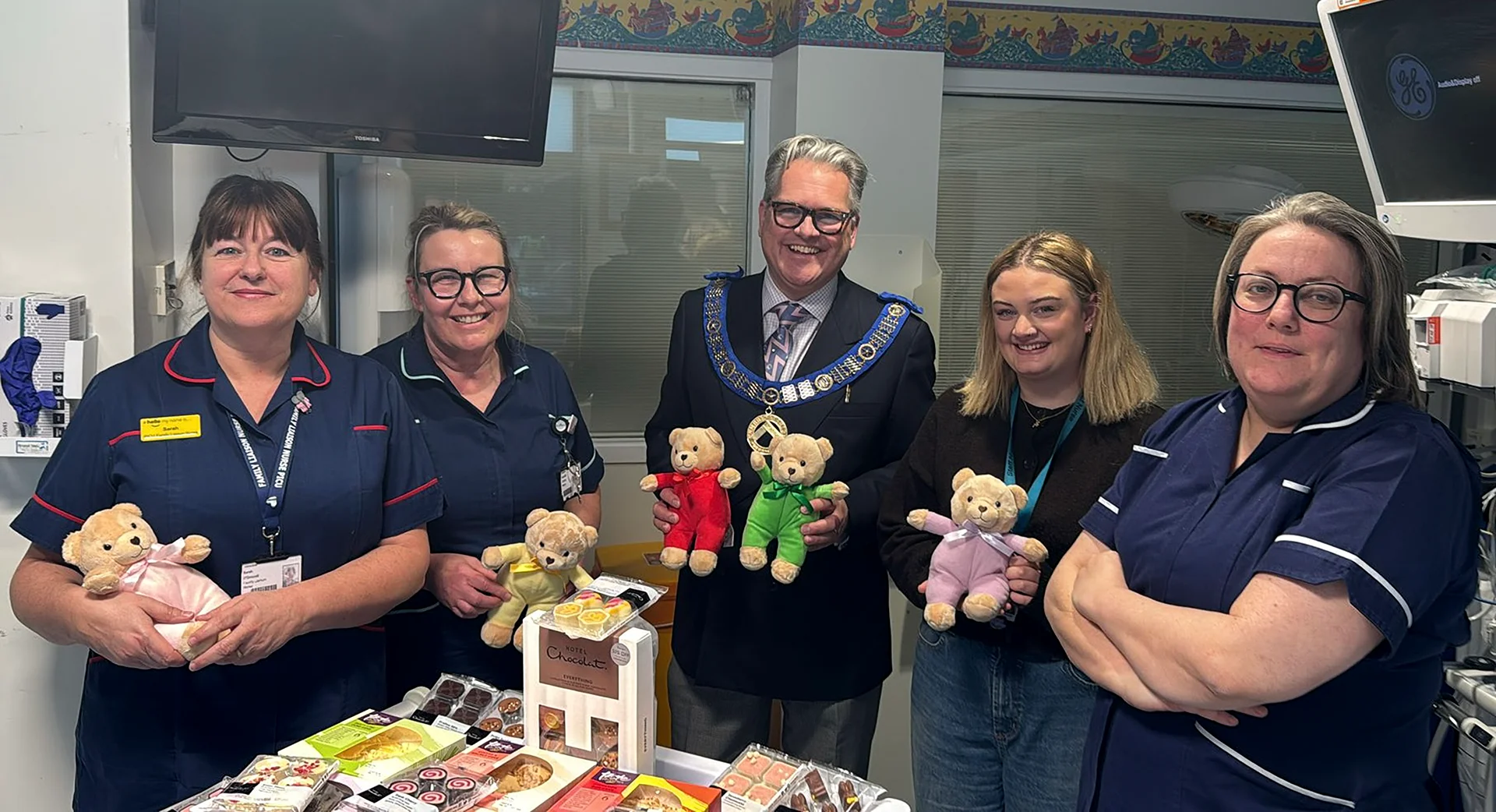 Ellie-Mae (non uniform), PICU Nurses, and Deputy Leader of Cambridgeshire Masons, Jonathan Lambert