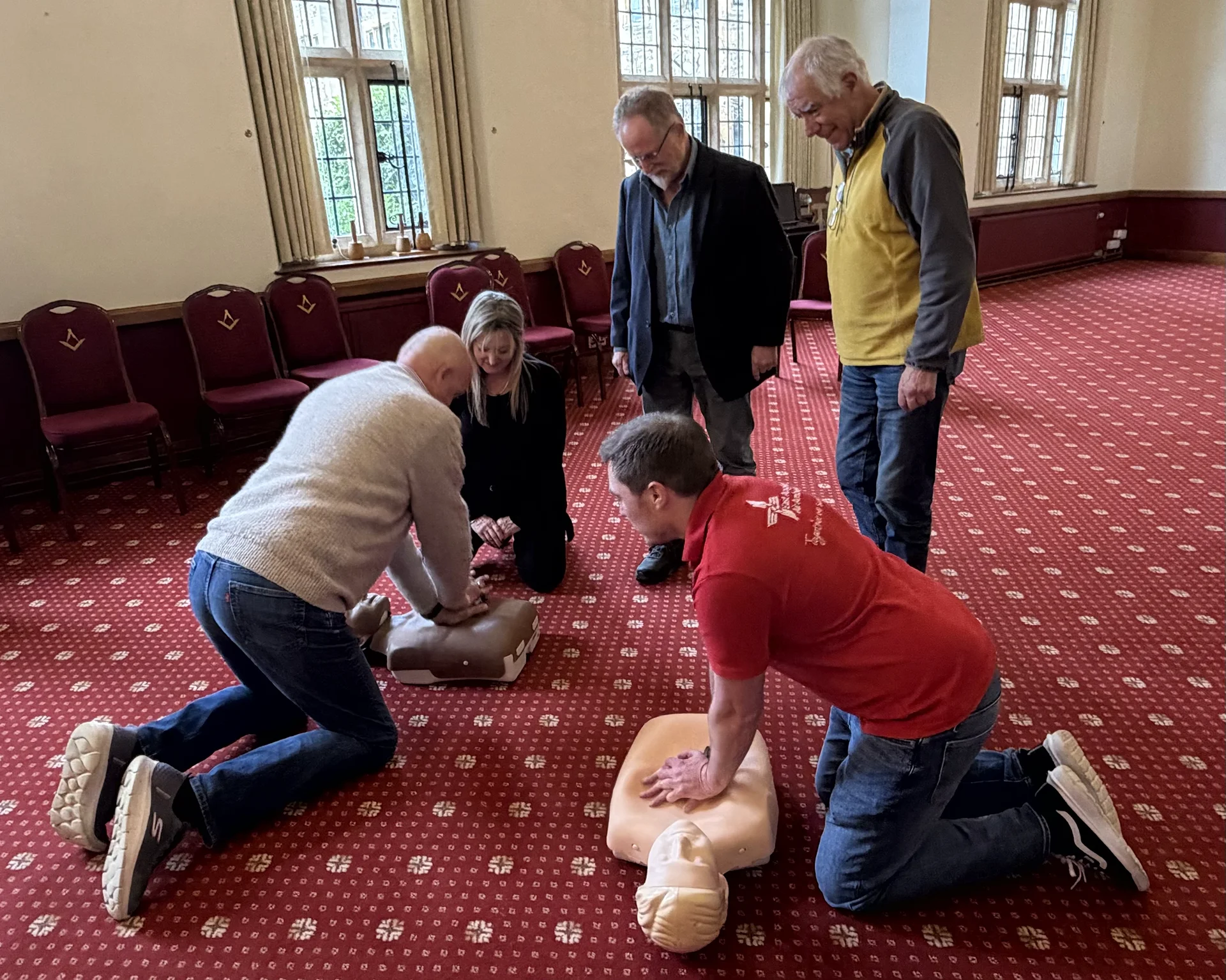 CPR and defibrillator awareness session at the Masonic Hall in Cambridge