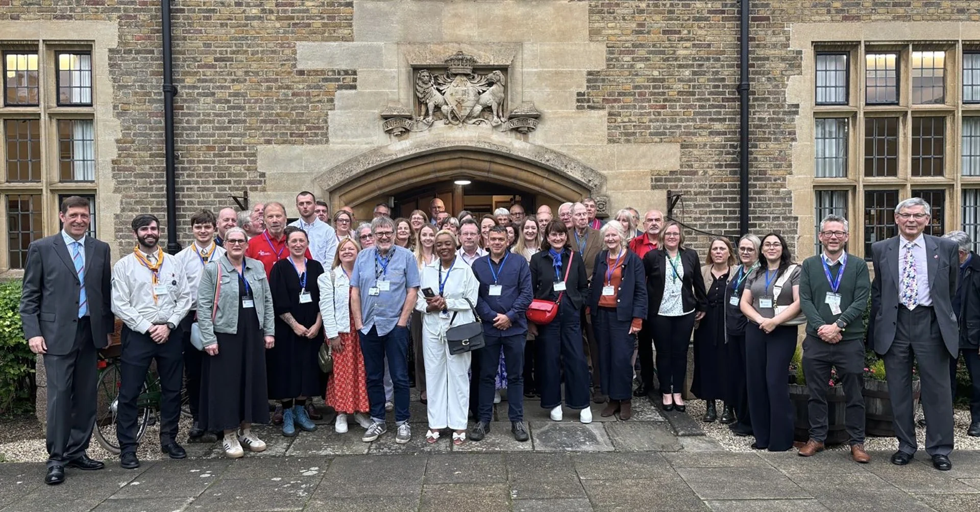 Recipients of charitable donations pictured outside the Masonic Centre in Cambridge